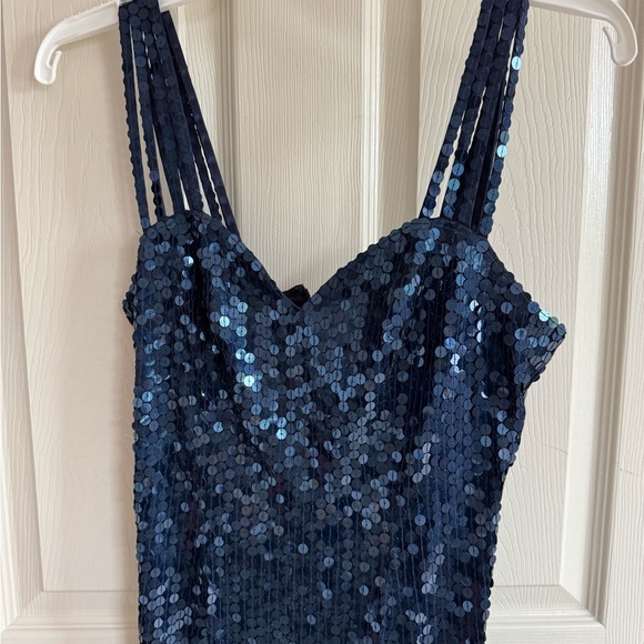 Cache Midnight Blue Sequin Gown - Picture 2 of 7